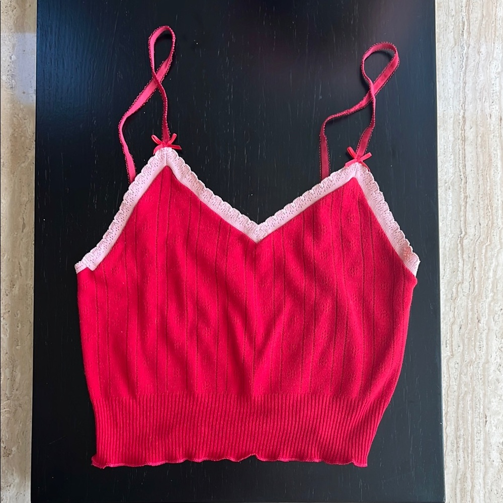 Red Lace Trim Camisole